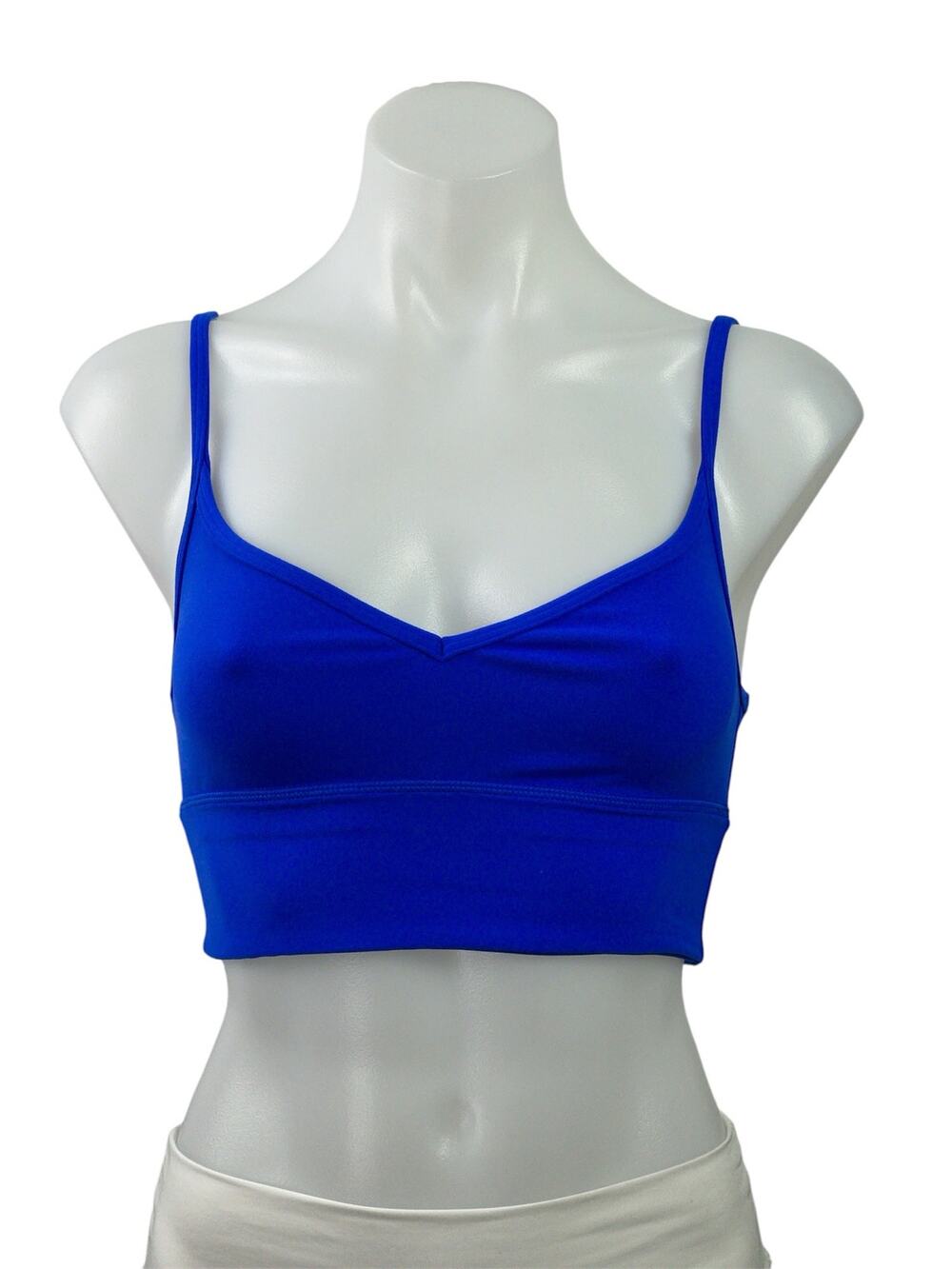 Lululemon Womens Blue Sleeveless V Neck Yoga Athletic Sports Bra Crop Top Size S